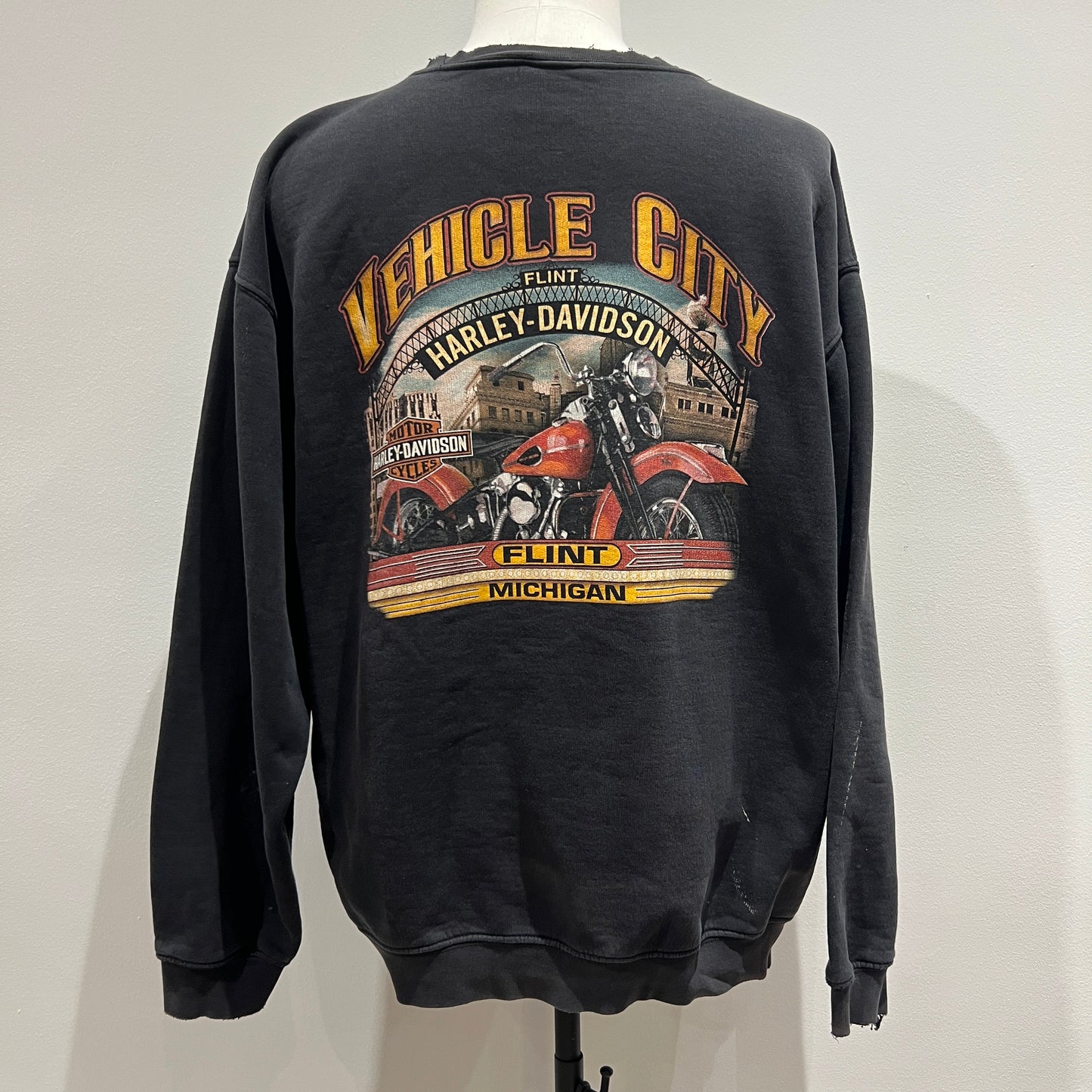 (Mens Large) Harley Davidson Flame Sweater Distressed