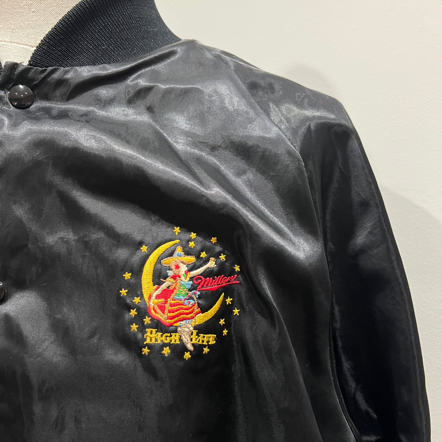 (Mens XL) 90s Miller High Life Beer Satin Jacket
