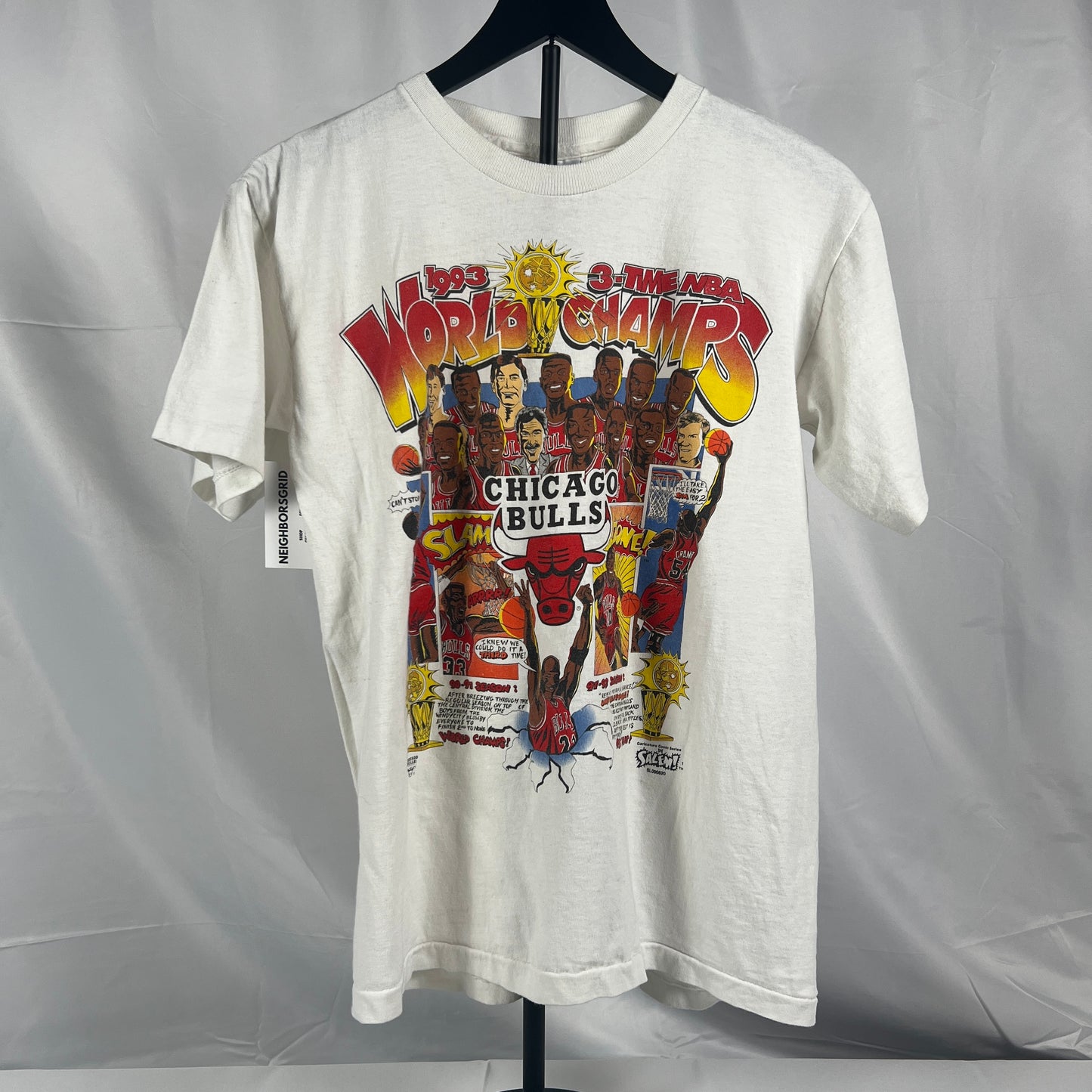 (Mens Medium) 1993 Chicago Bulls Comic Caricature Shirt