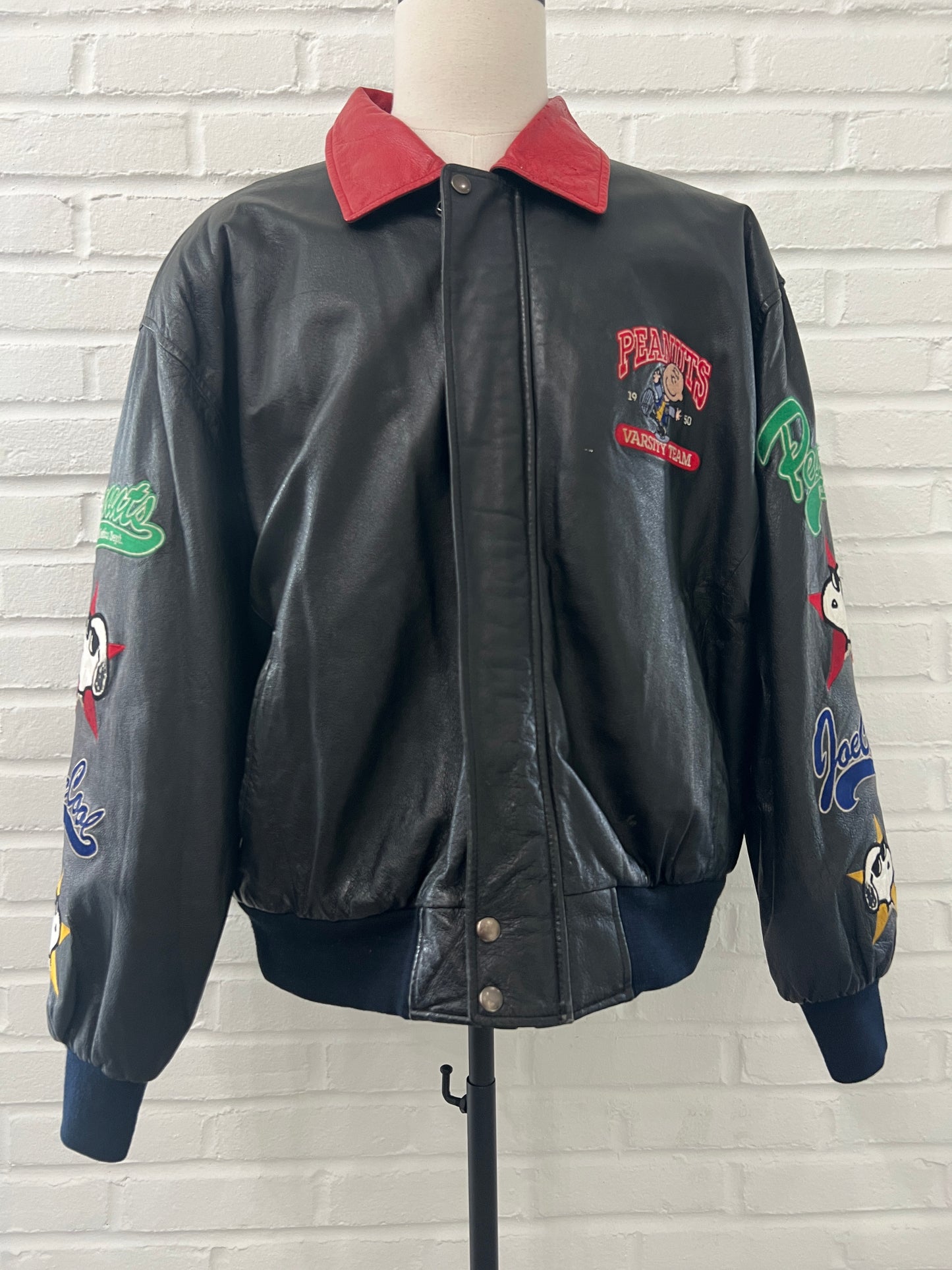 (Mens XL) 90s Peanut Snoopy Joe Cool Leather Jacket