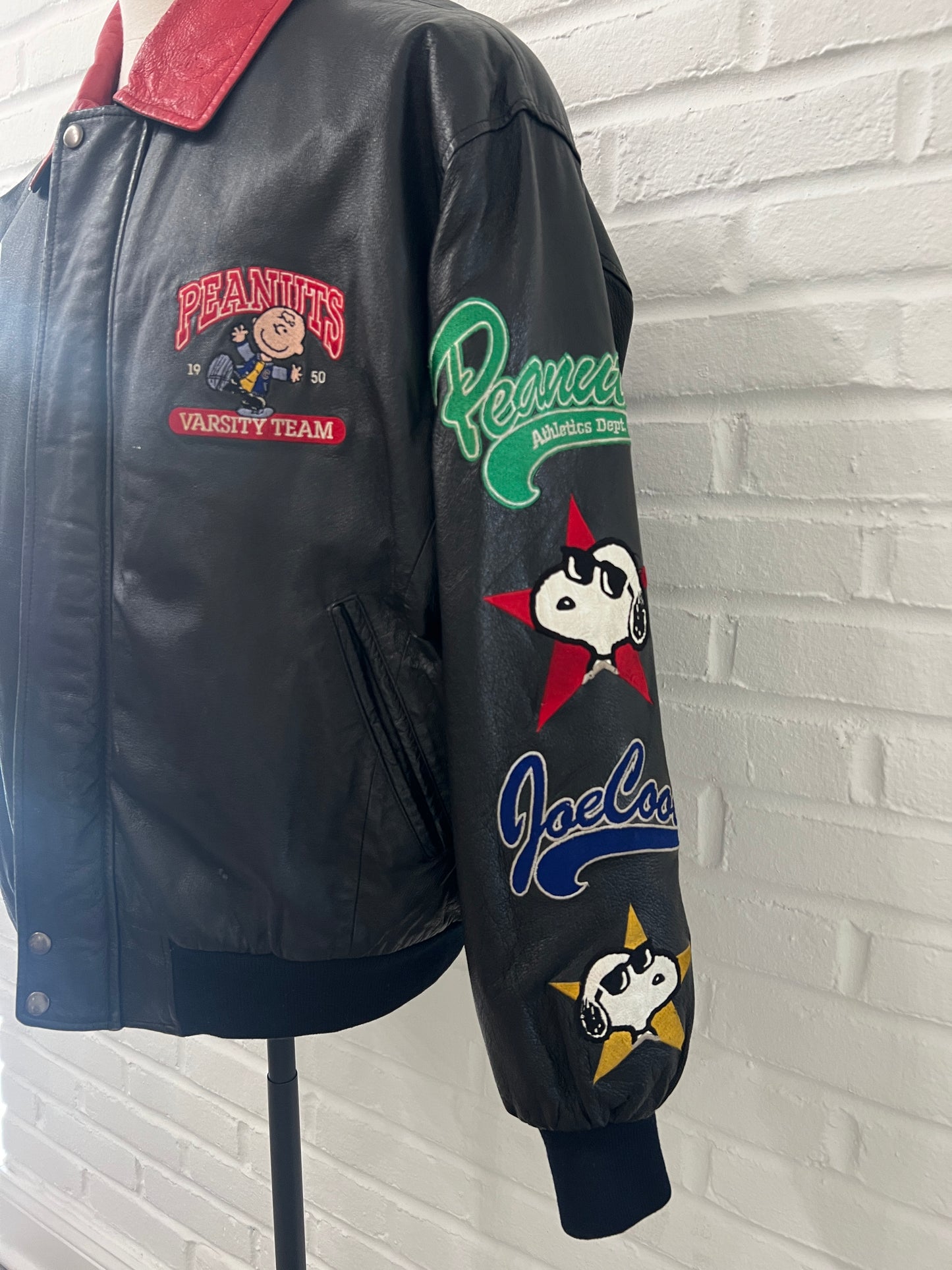 (Mens XL) 90s Peanut Snoopy Joe Cool Leather Jacket