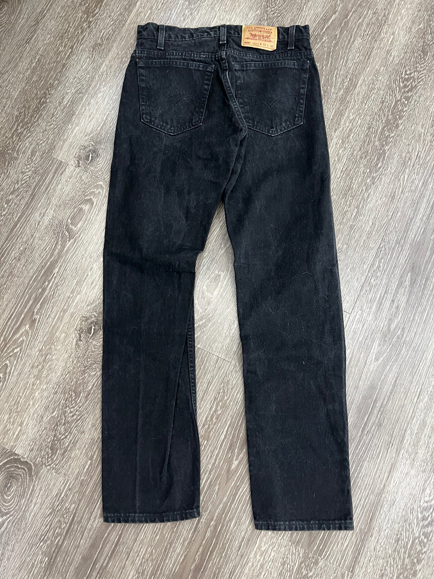 (Mens 33x32) Levis 505 Black Denim Jeans