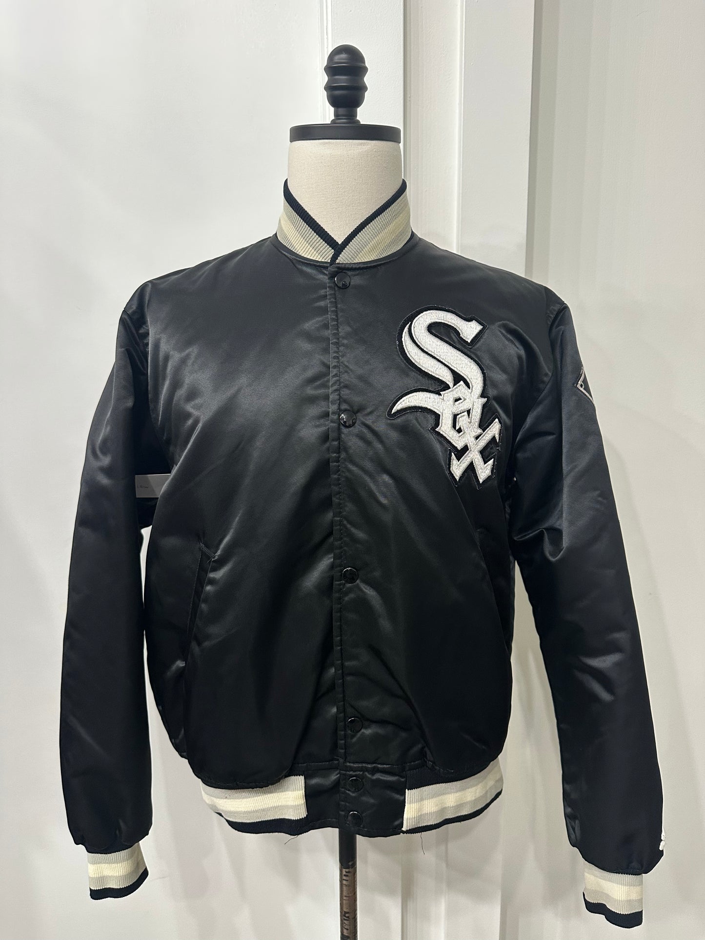 (Mens Large) 90s Chicago White Sox Satin Starter Jacket