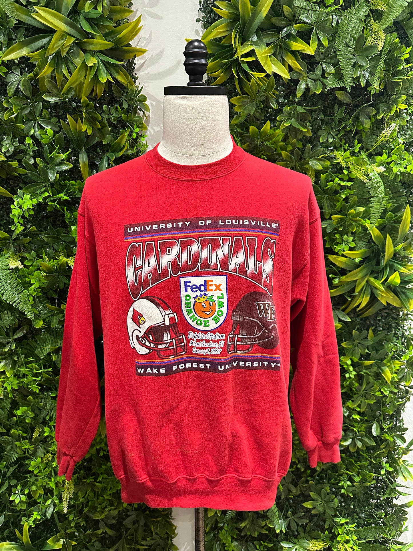 (Mens Medium) 2007 Louiville Vs. Waker Forest Orange Bow Sweater 007