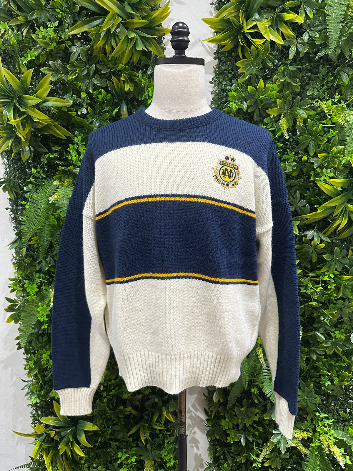 (Mens XL) 80s Cliff Engle Notre Dame Knit Sweater 007