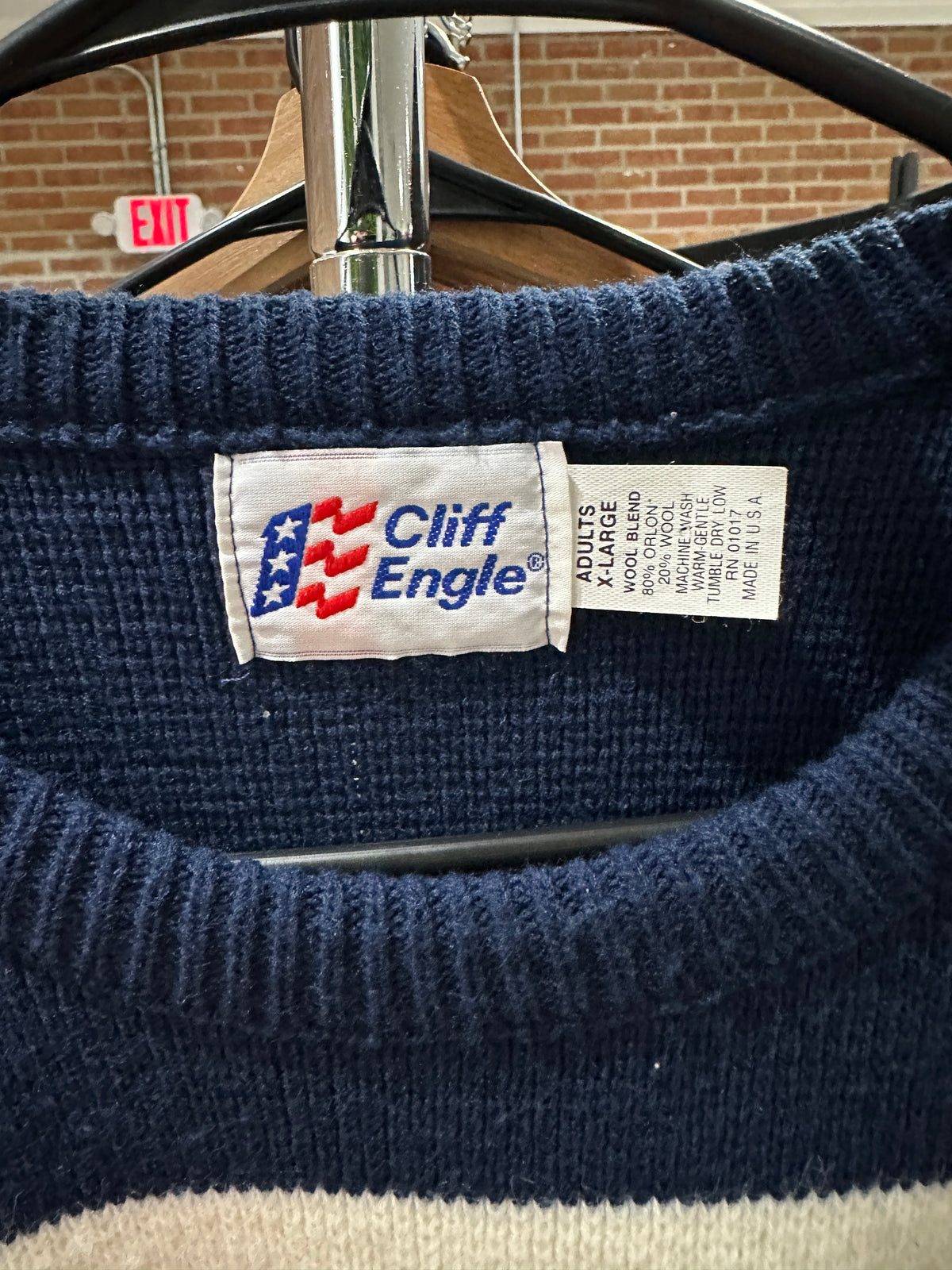 (Mens XL) 80s Cliff Engle Notre Dame Knit Sweater 007