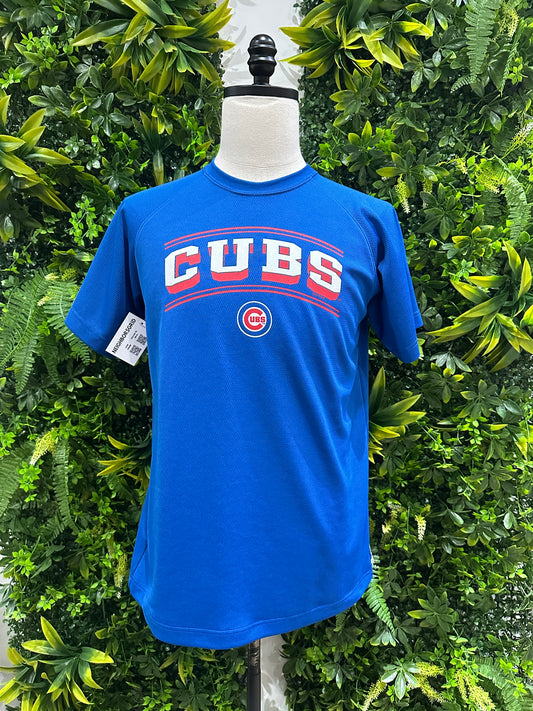 (Kids XL) 90s Mighty Mac Chicago Cubs Spell-Out Shirt 007