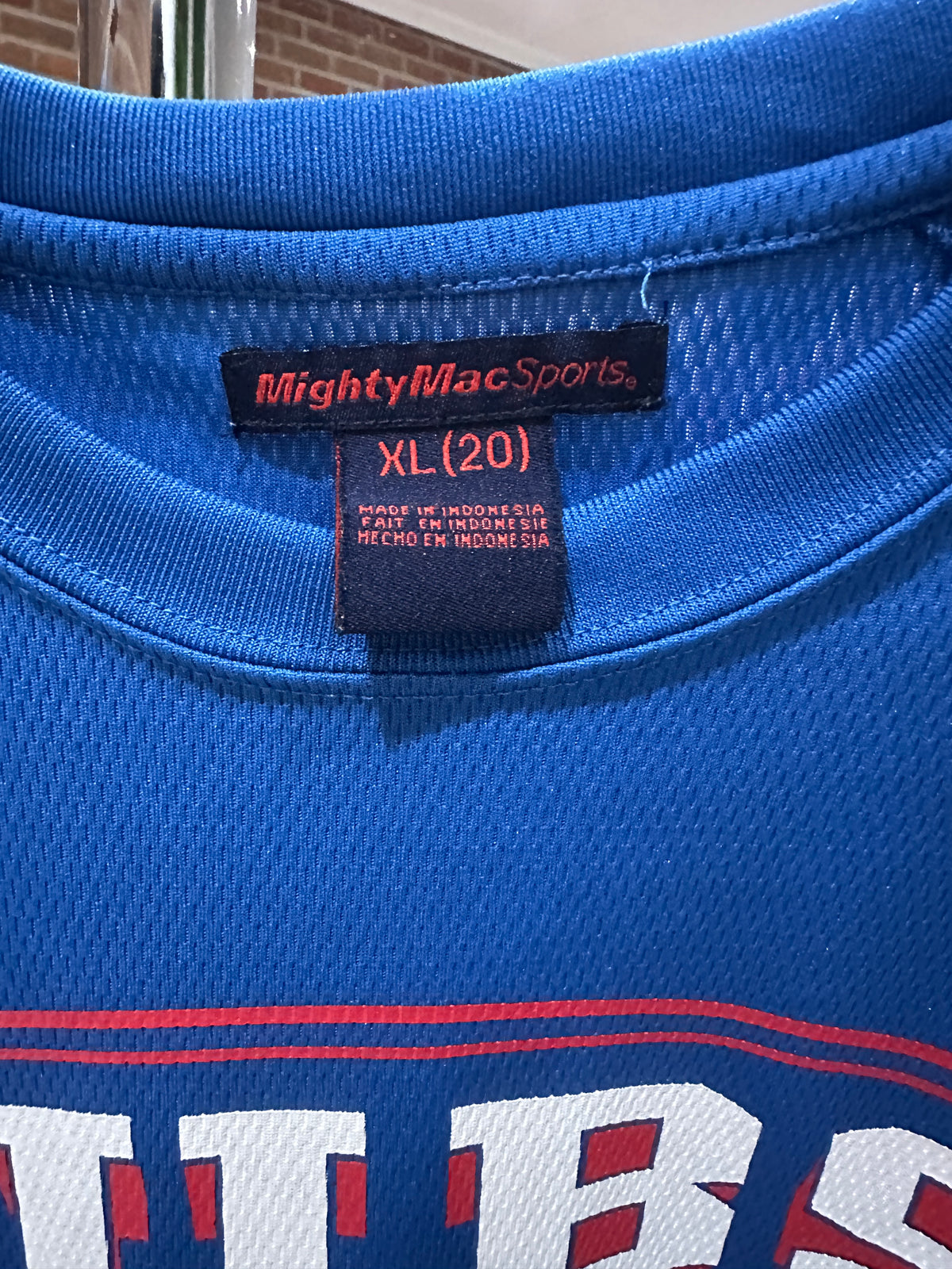 (Kids XL) 90s Mighty Mac Chicago Cubs Spell-Out Shirt 007