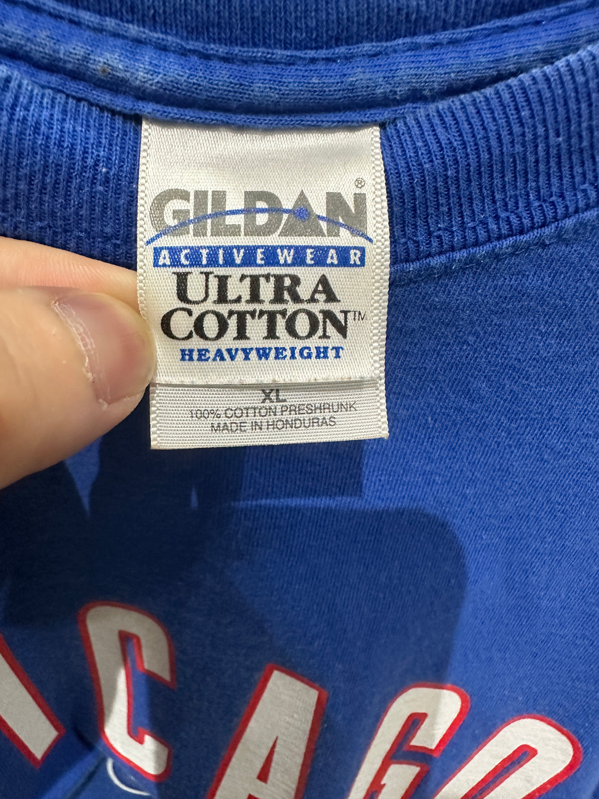 (Mens XL) MLB Chicago Cubs Spell-Out Shirt 007