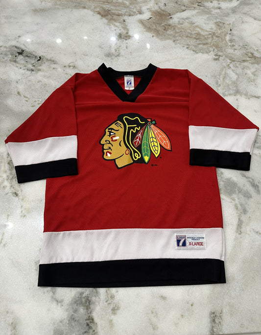 (Kids XL) 90s Chicago Blackhawks Jersey 007