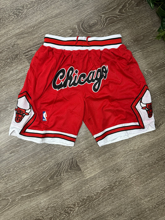(Mens Large) NBA Chicago Bulls Red Basketball Shorts