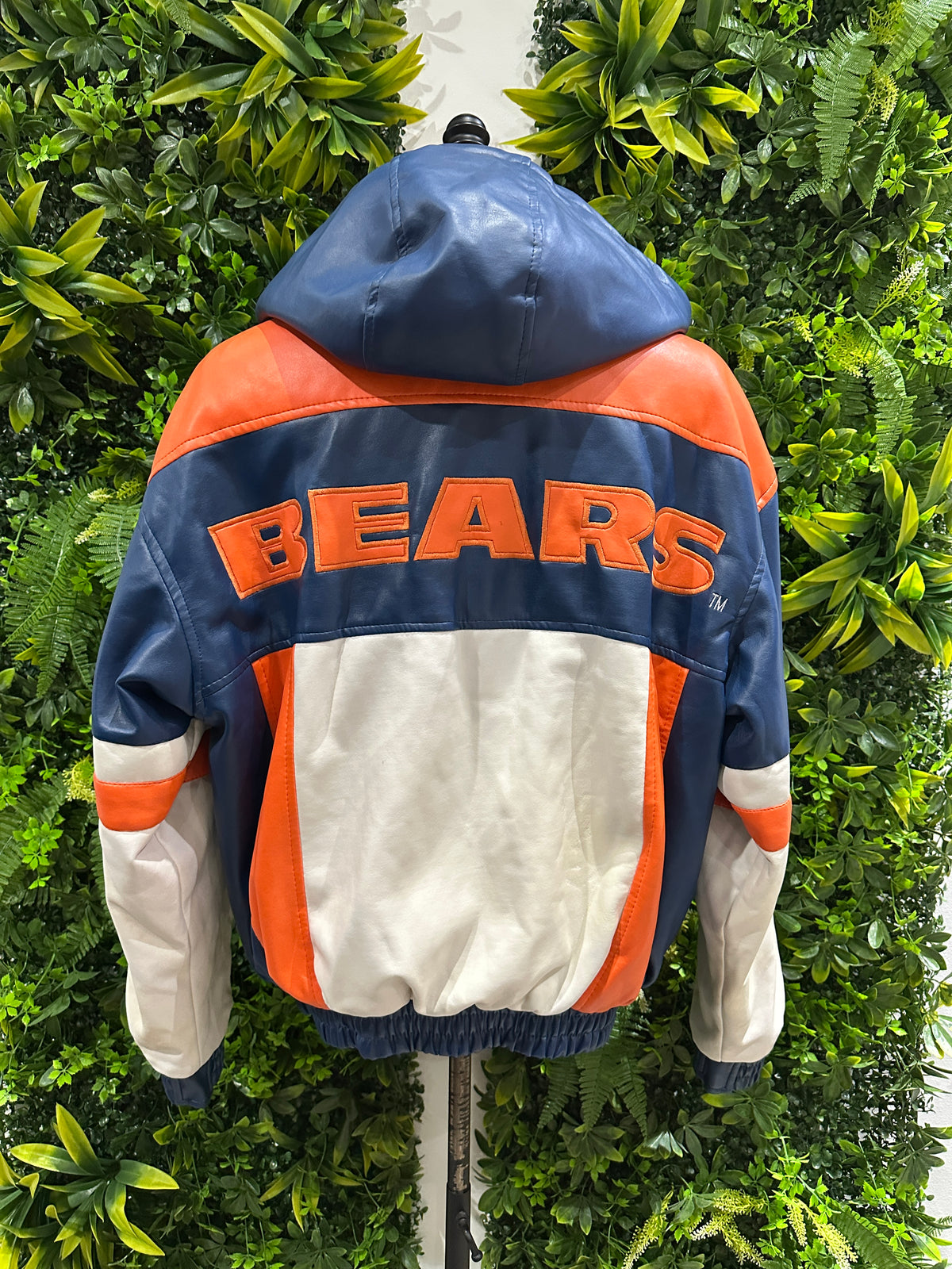 (Mens Large) 90s Chicago Bears Faux Leather Jacket 007