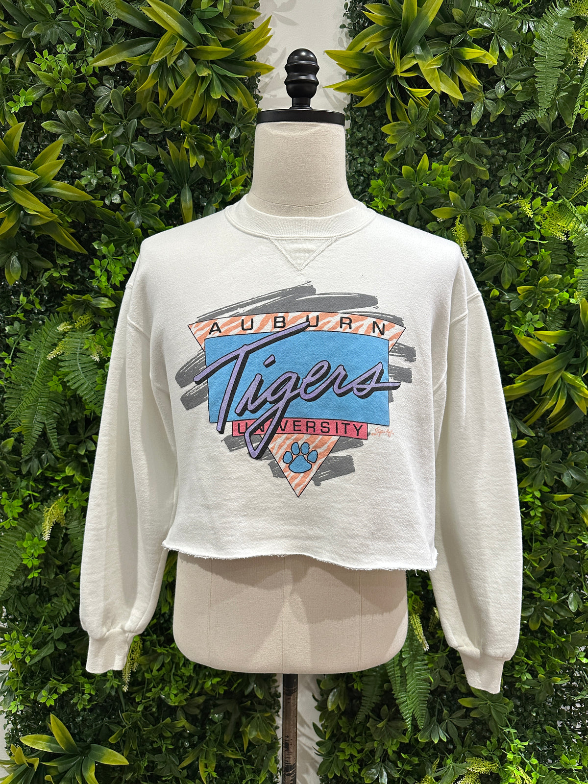 (Womens XL) 90s Auburn University Tigers Croped Sweater 007
