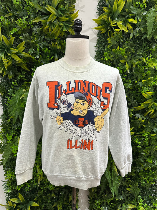 (Mens Medium) 90s University of Illinois Break-Out Sweater 007