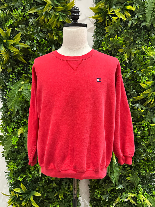 (Mens Medium) 90s Tommy Hilfiger Red Sweater 007
