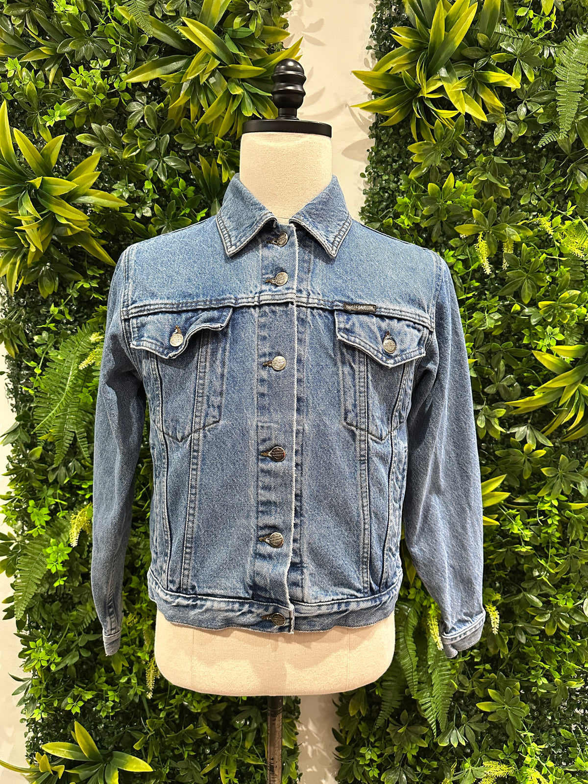(Womens XS) Harley Davidson Blue Denim Jacket 007