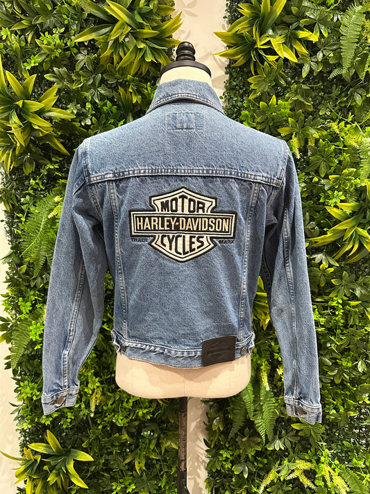 (Womens XS) Harley Davidson Blue Denim Jacket 007