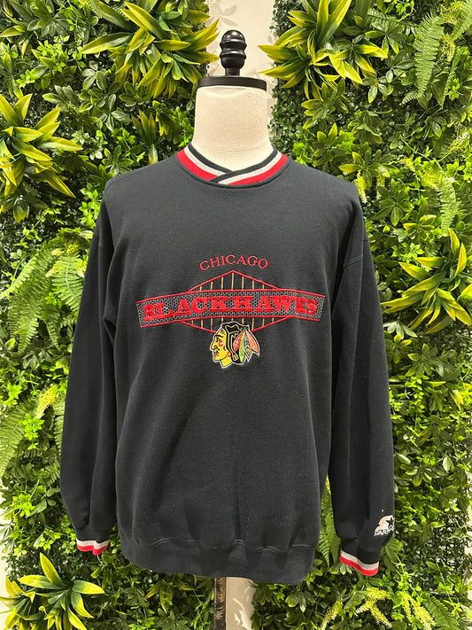 (Mens Large) 90s Starter Chicago Blackhawks Sweater 007