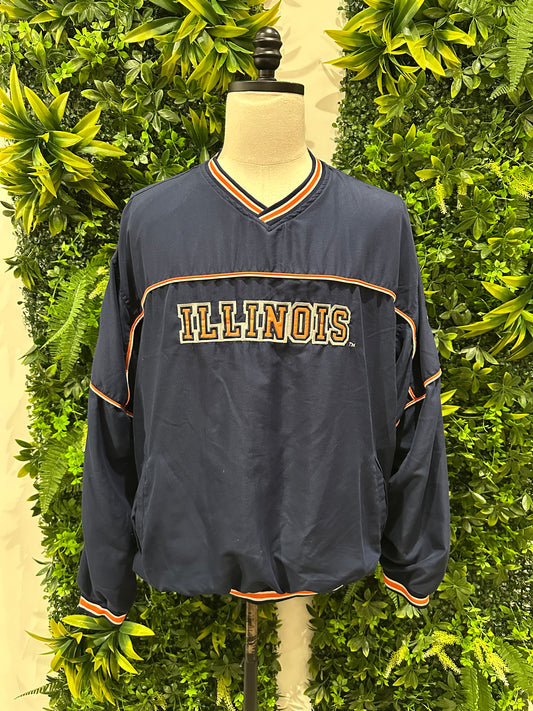(Mens Large) University of Illinois Pull-Over Windbrearker 007