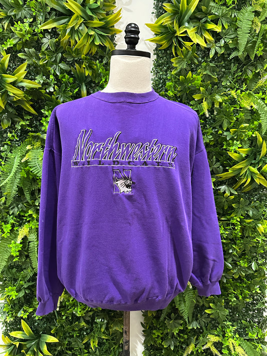 (Mens XL) 90s Northwestern Spell-Out Sweater 007