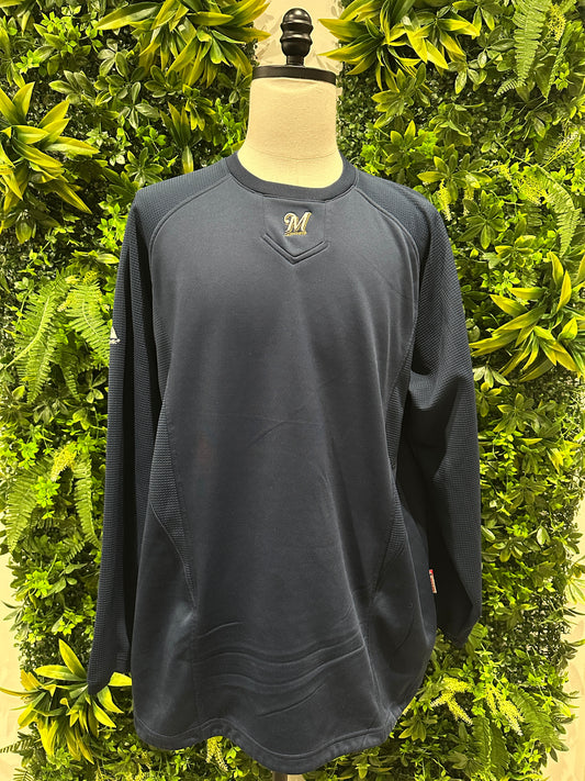 (Mens 2X) MLB Milwaukee Brewers Long-Sleeve Shirt 007