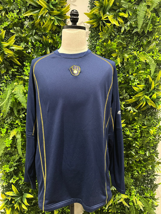 (Mens XL) MLB Milwaukee Brewers Long-Sleeve Shirt 007