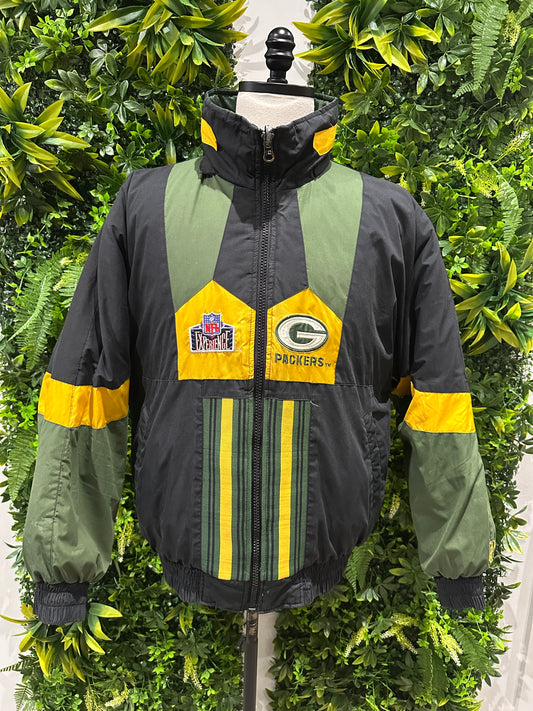 (Mens Medium) 90s Green Bay Packers Reversible Puffer Jacket 007