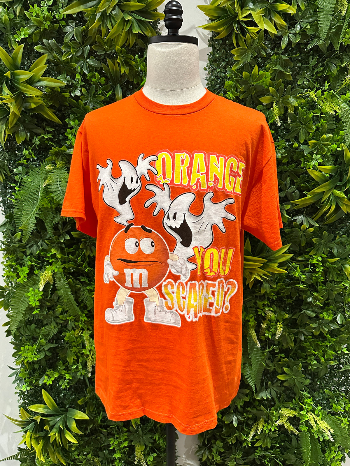 (Mens Large) M&M 'Orange You Scared?' Halloween Shirt 007