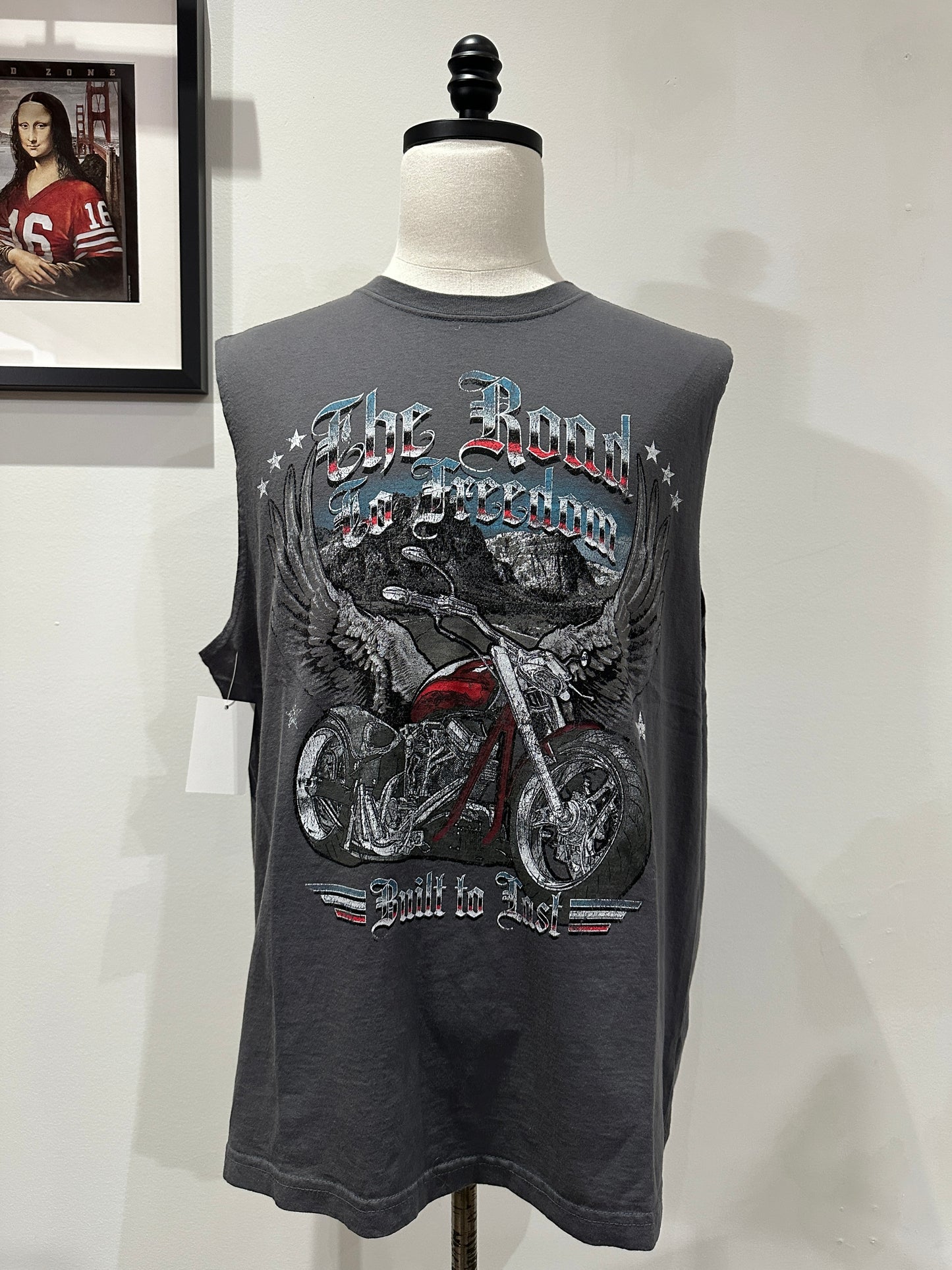 (Mens XL) Biker 'The Road To Freedom' Tank-Top