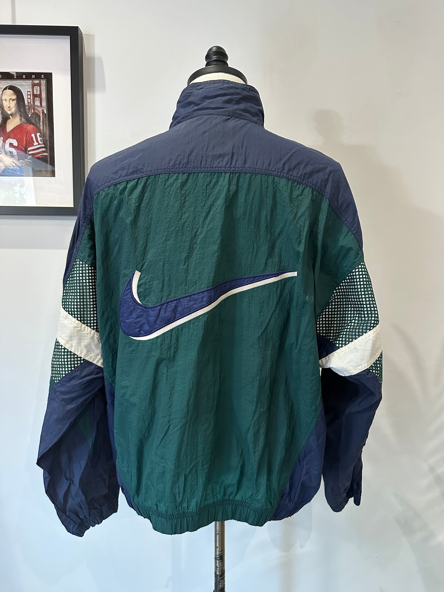 (Mens Large) 90s Nike Blue & Green Windbreaker