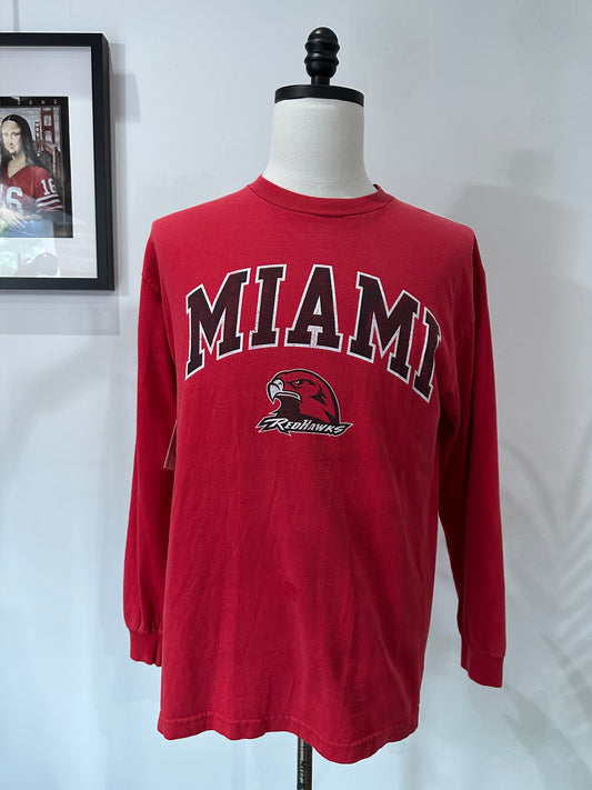 (Mens Large) 90s Miami Redhawks Long-Sleeve Shirt