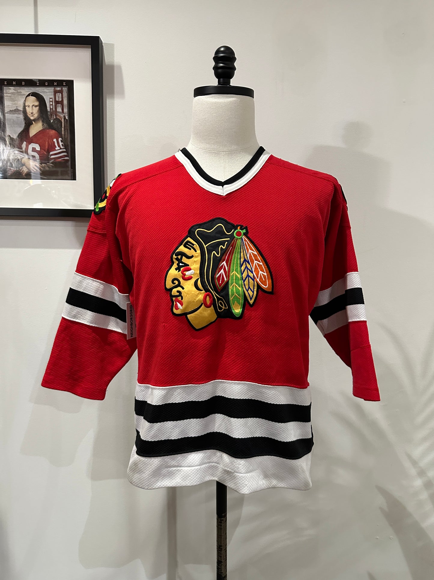 (Mens Large) 90s Starter Chicago Blackhawks Jersey