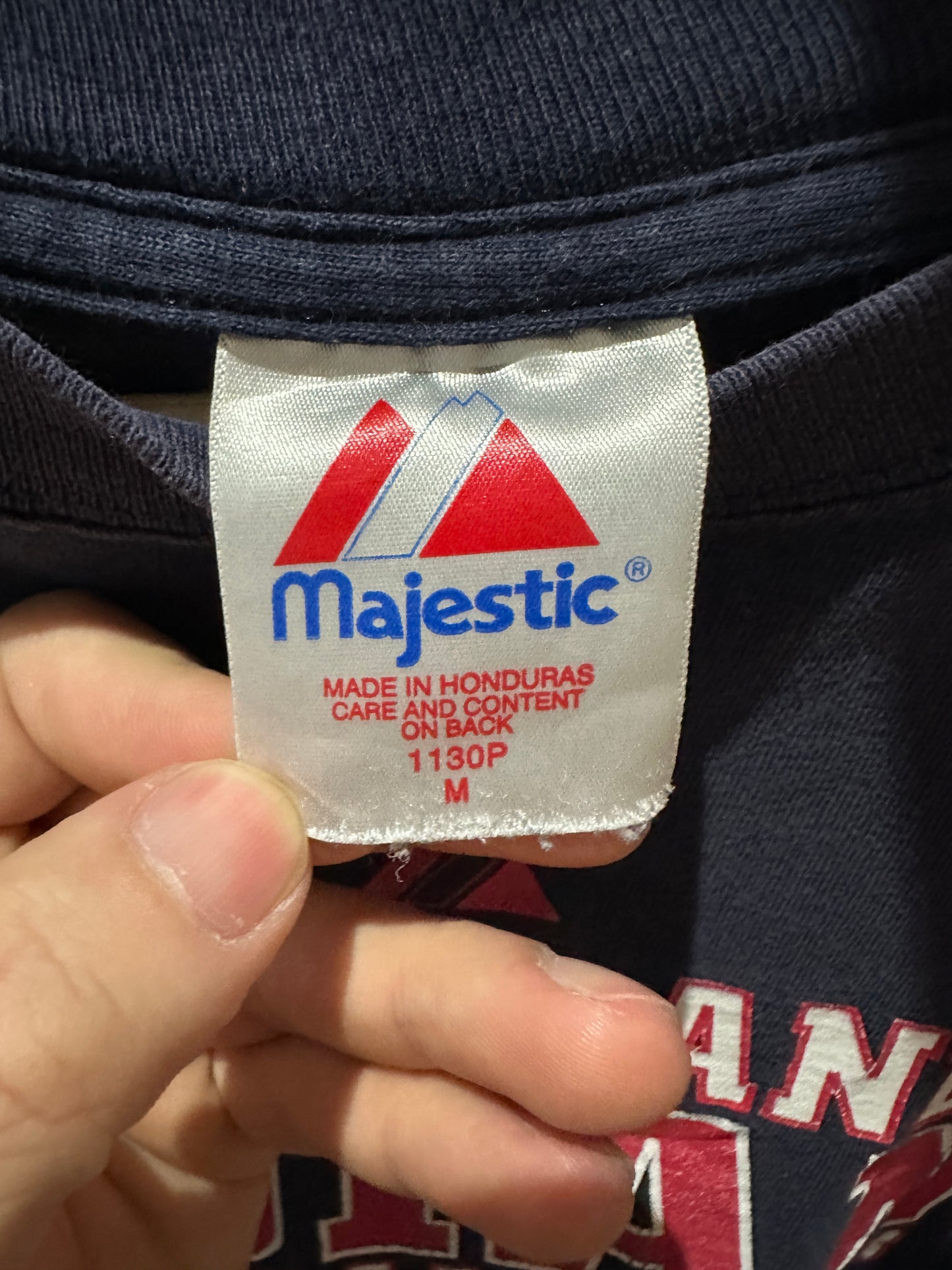(Mens Medium) 90s Cleveland Indians Spell-Out Shirt