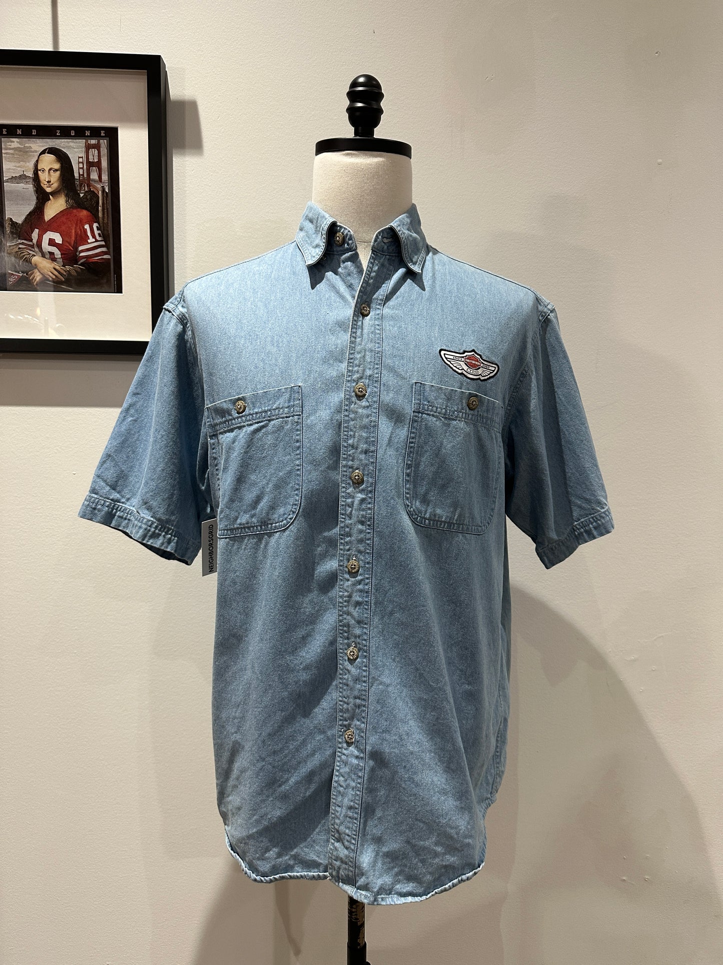(Mens Medium) Harley Davidson Denim Button-up Shirt