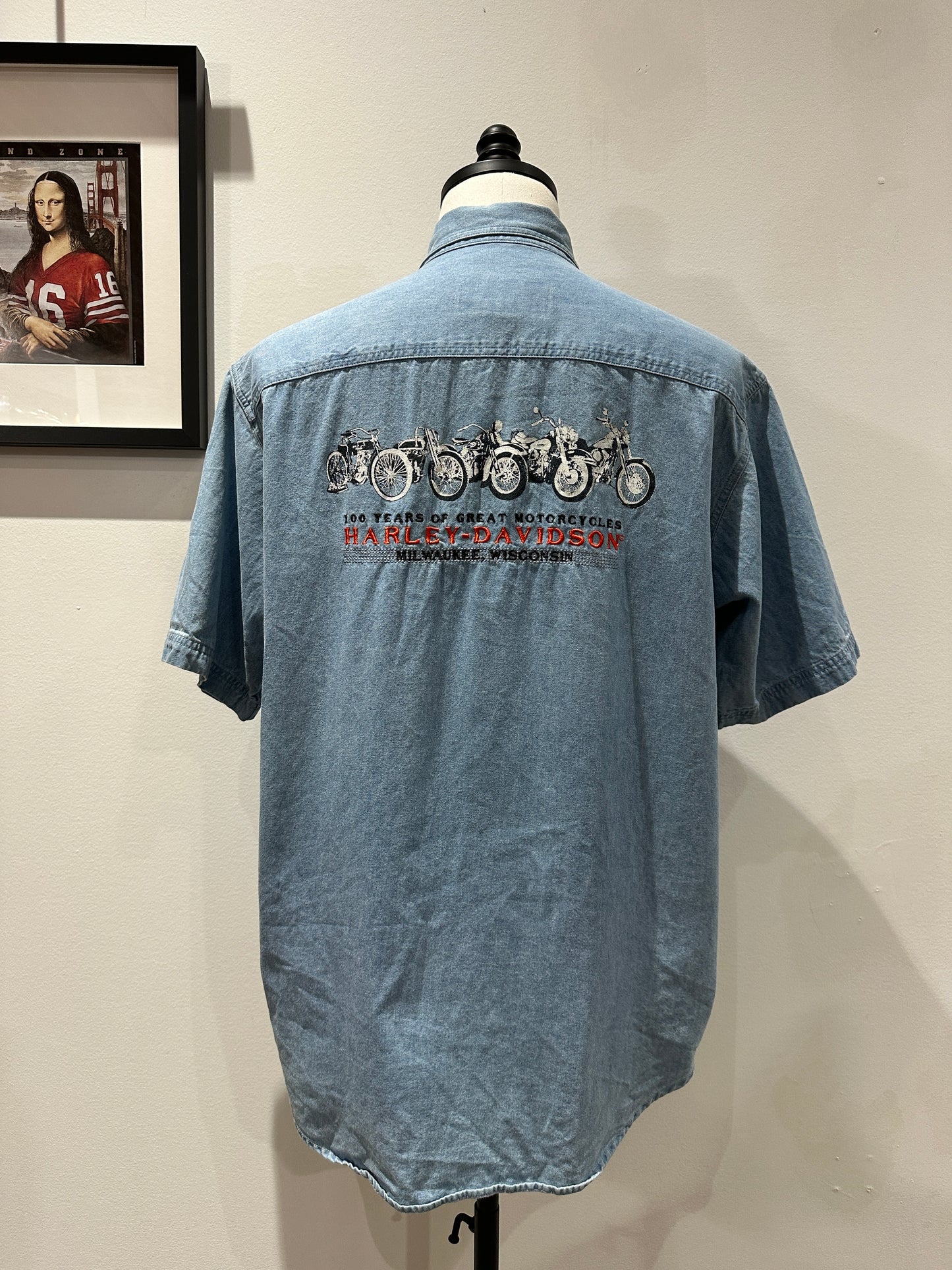 (Mens Medium) Harley Davidson Denim Button-up Shirt