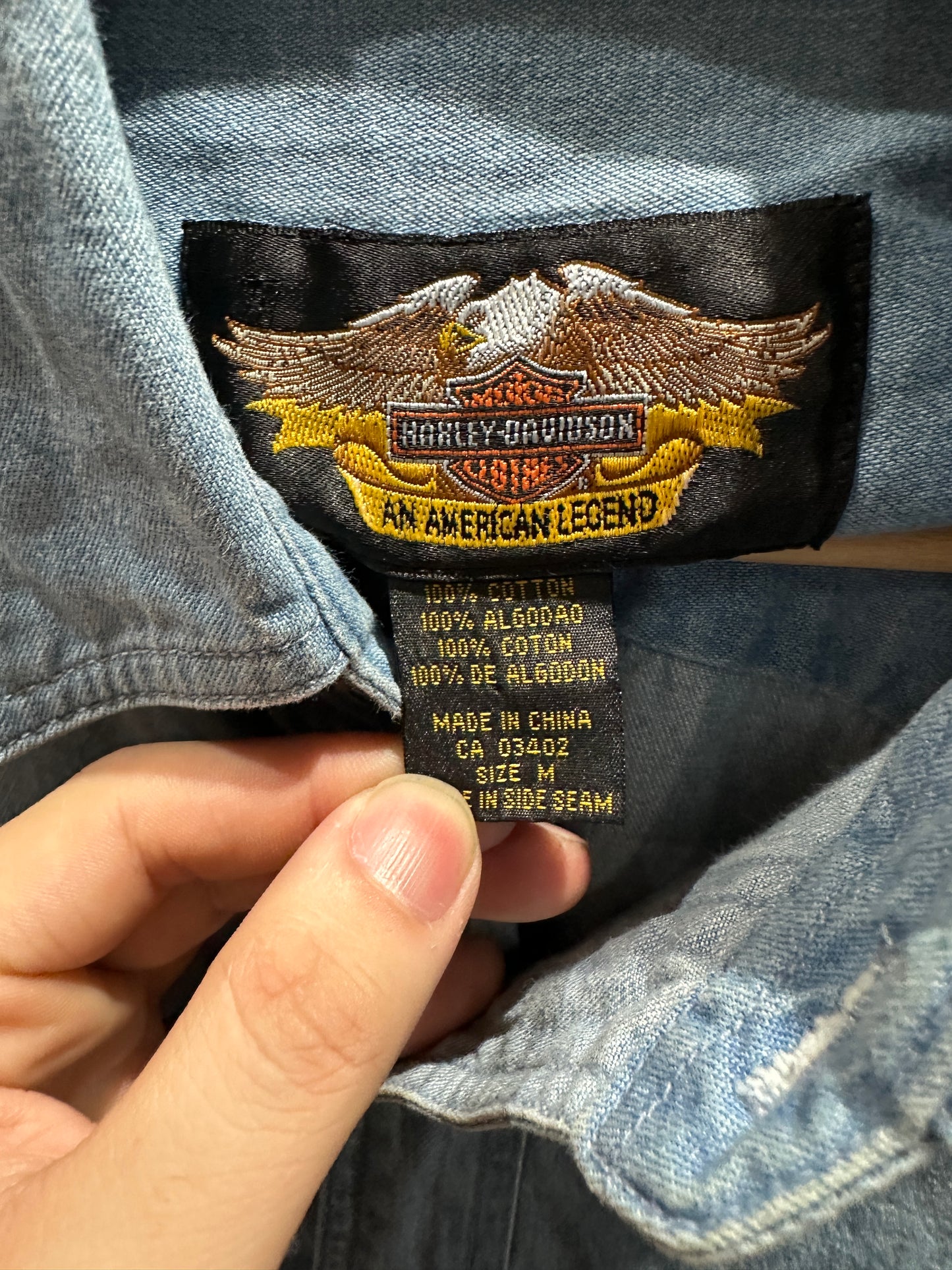(Mens Medium) Harley Davidson Denim Button-up Shirt
