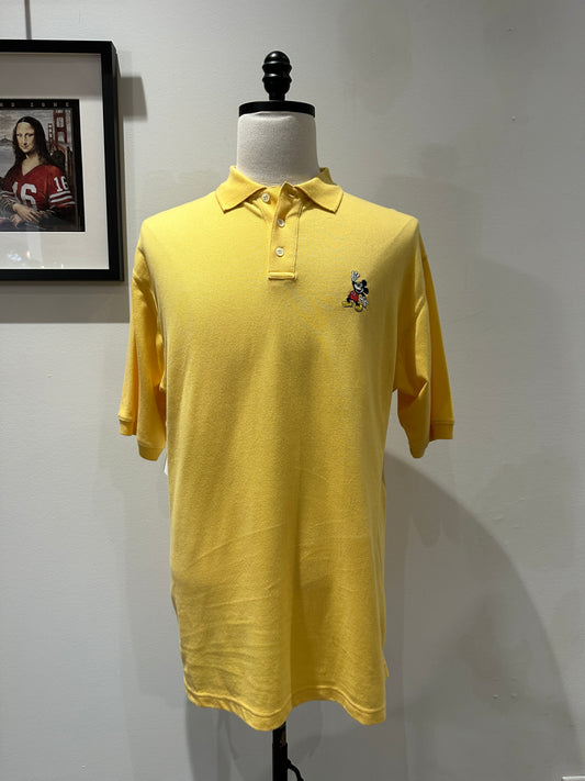 (Mens Large) 90s Mickey Mouse Yellow Polo Shirt