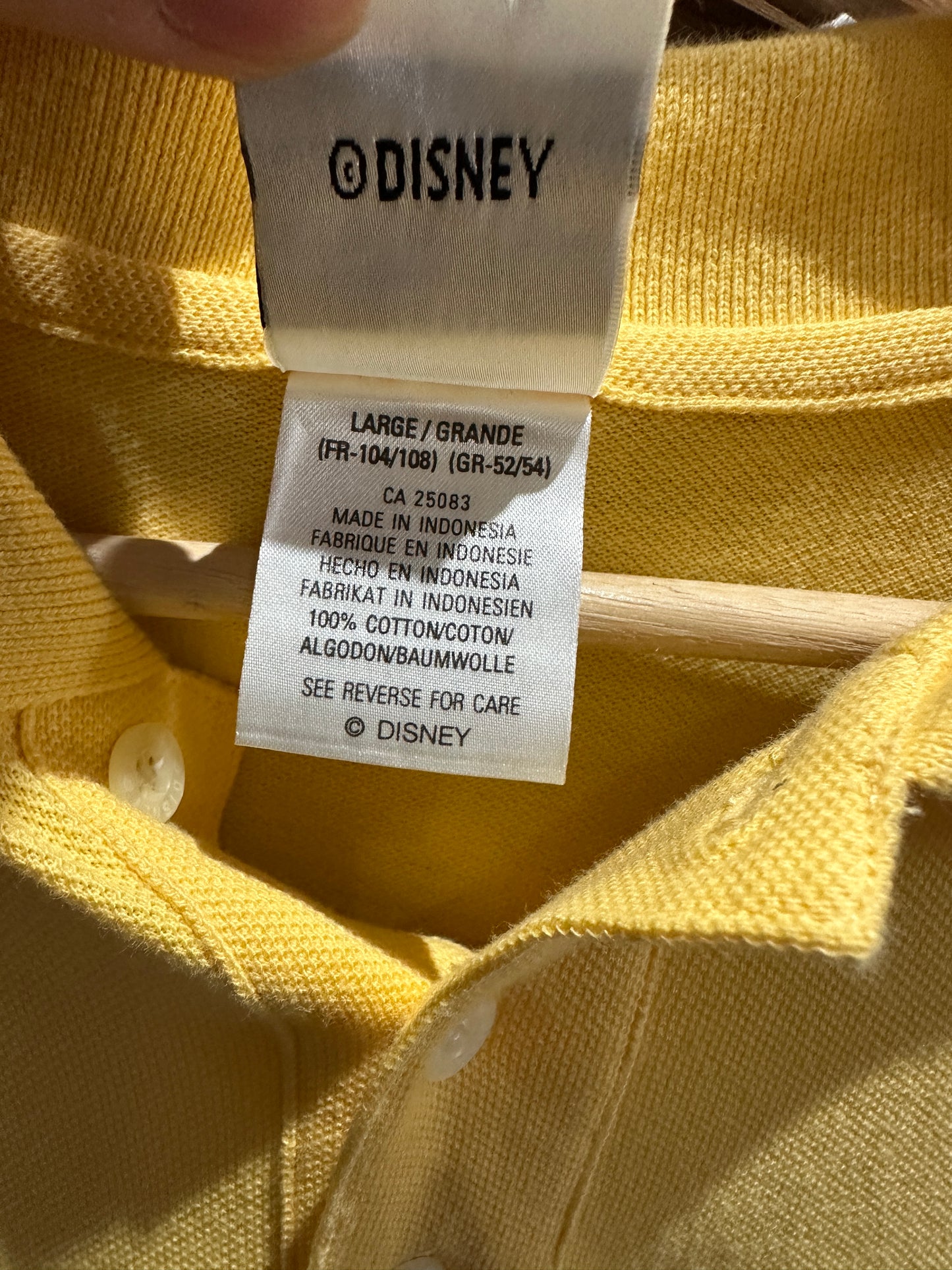(Mens Large) 90s Mickey Mouse Yellow Polo Shirt