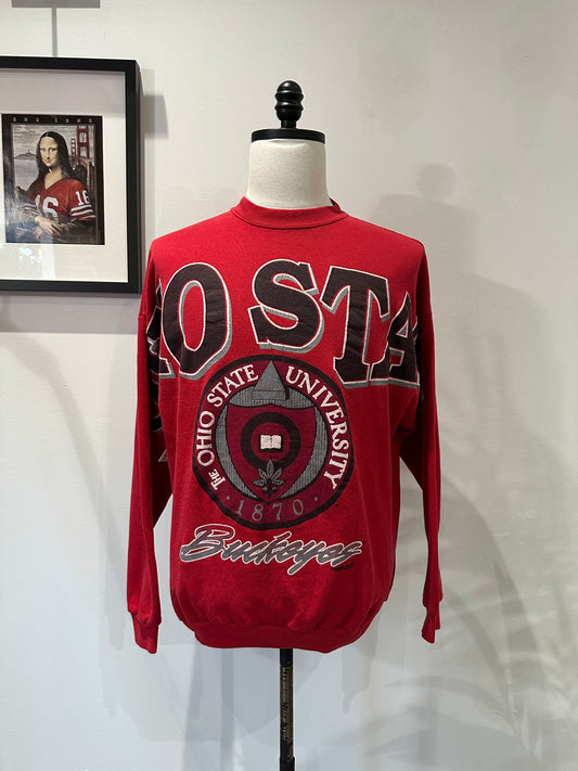 (Mens Large) 90s Ohio State Large Spell-Out Sweater
