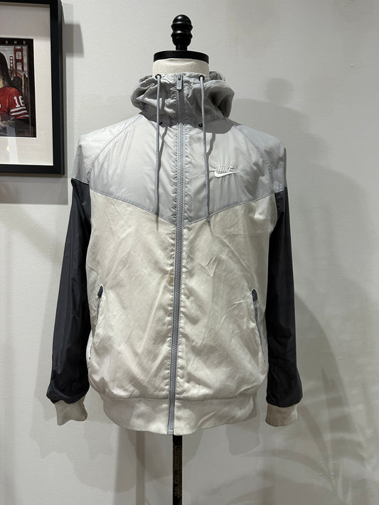 (Mens Small) Nike White & Gray Windbreaker