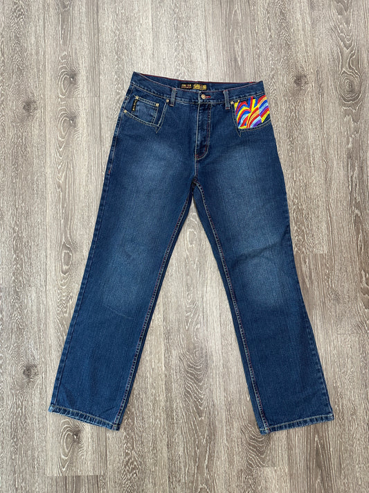 (Mens 34) Circa Blue Embroidered Jeans