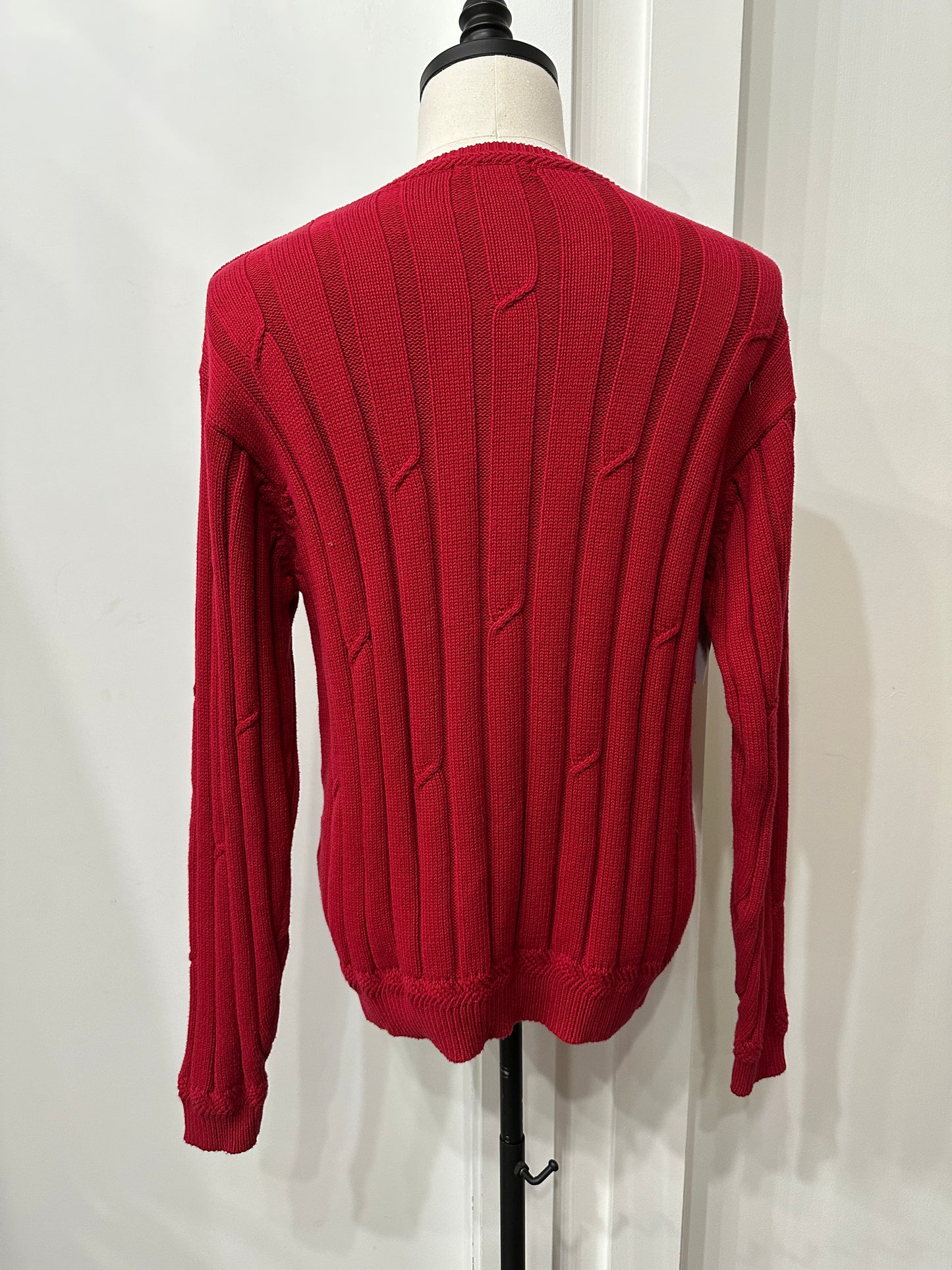(Mens Large) Nautica Red Cable Knit Sweater