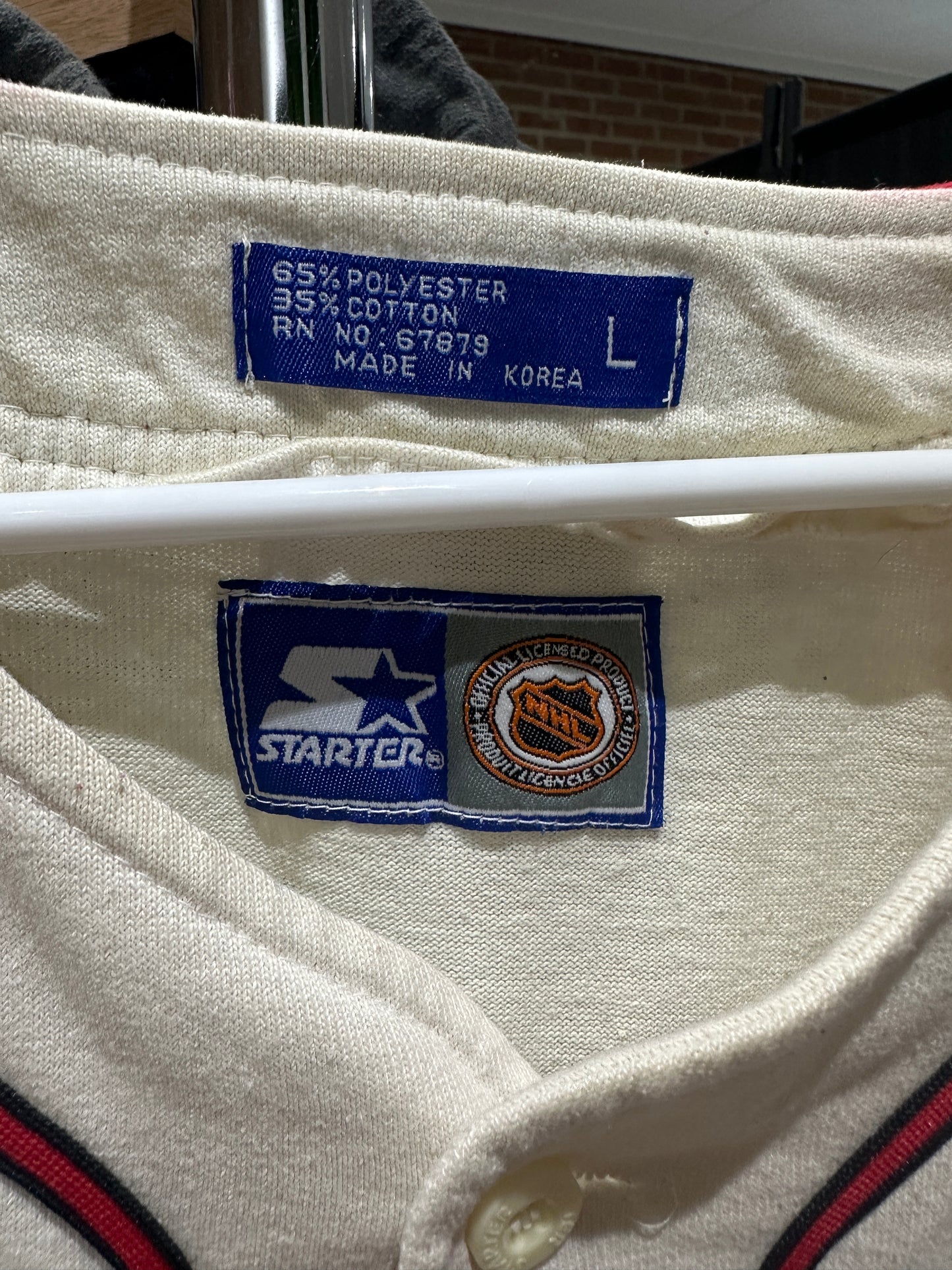 (Mens Large) 90s Starter Chicago Blackhawks Baseball Jersey 007