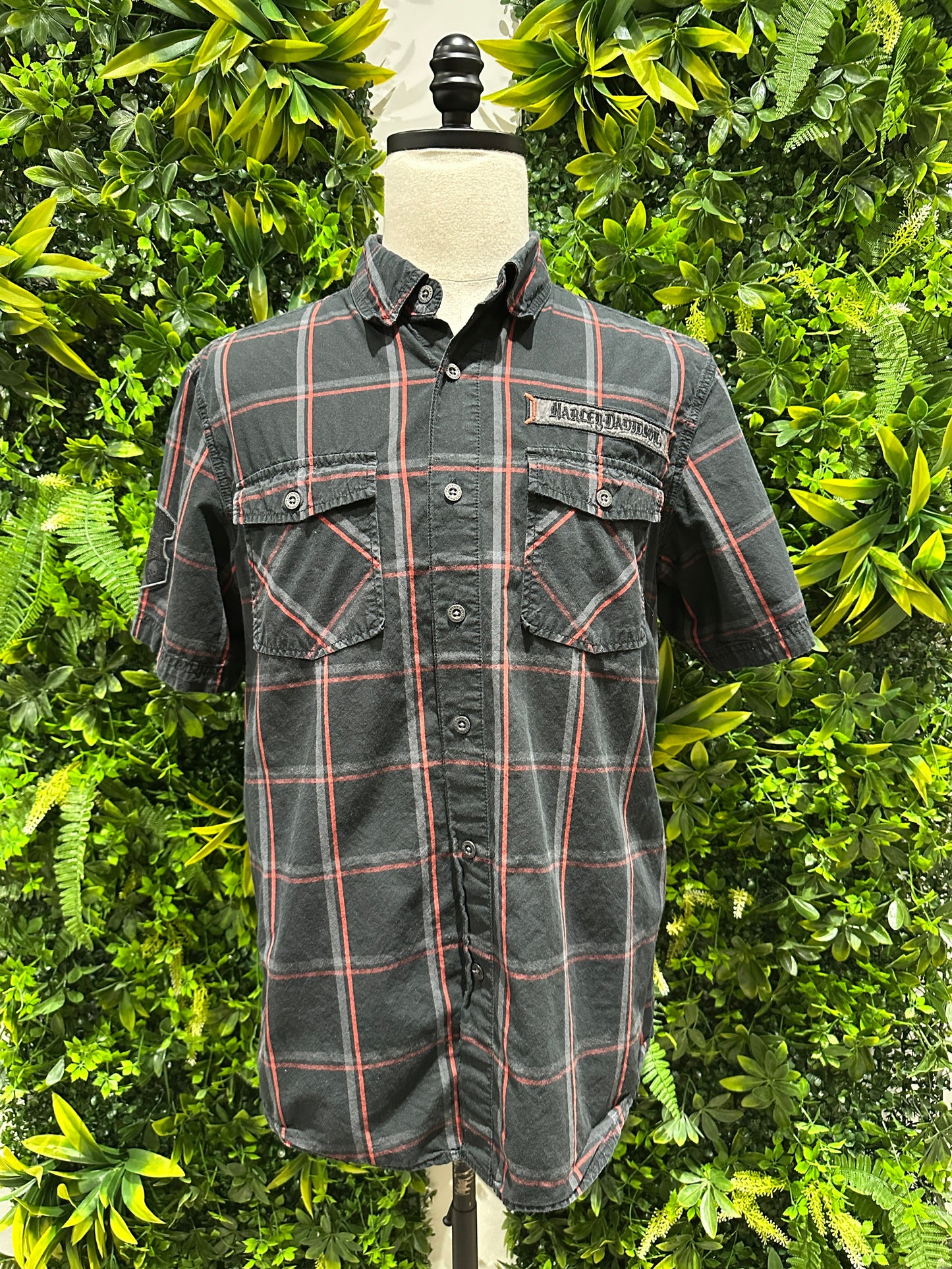 (Mens Large) Harley Davidson Plaid Button-Up Shirt 007