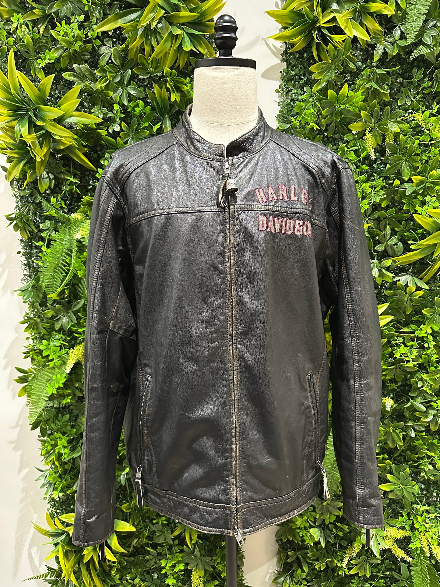 (Mens 2X) Harley Davidson Black Leather Jacket 007