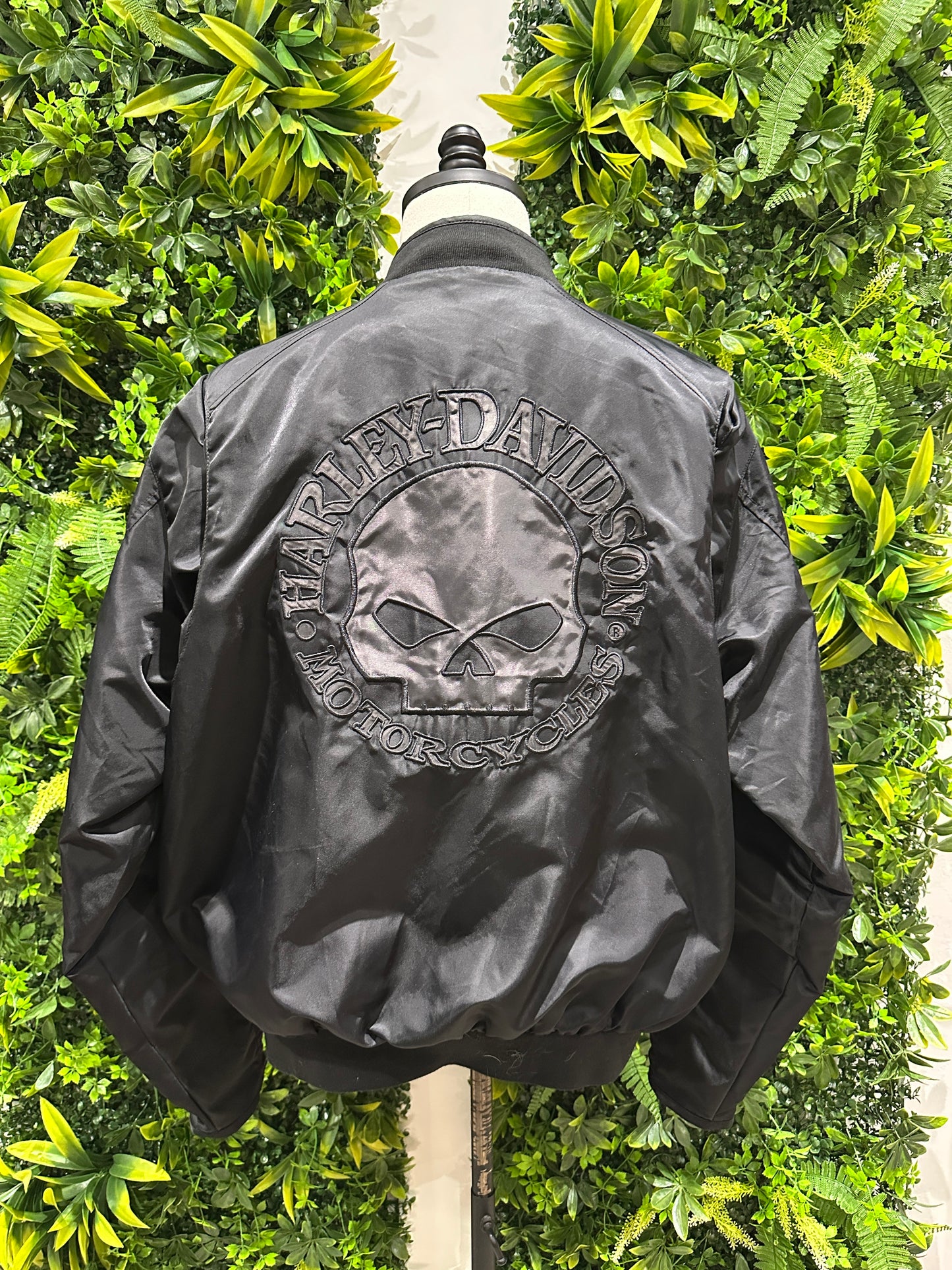 (Mens XL) Harley Davidson Black Nylon Biker Jacket 007