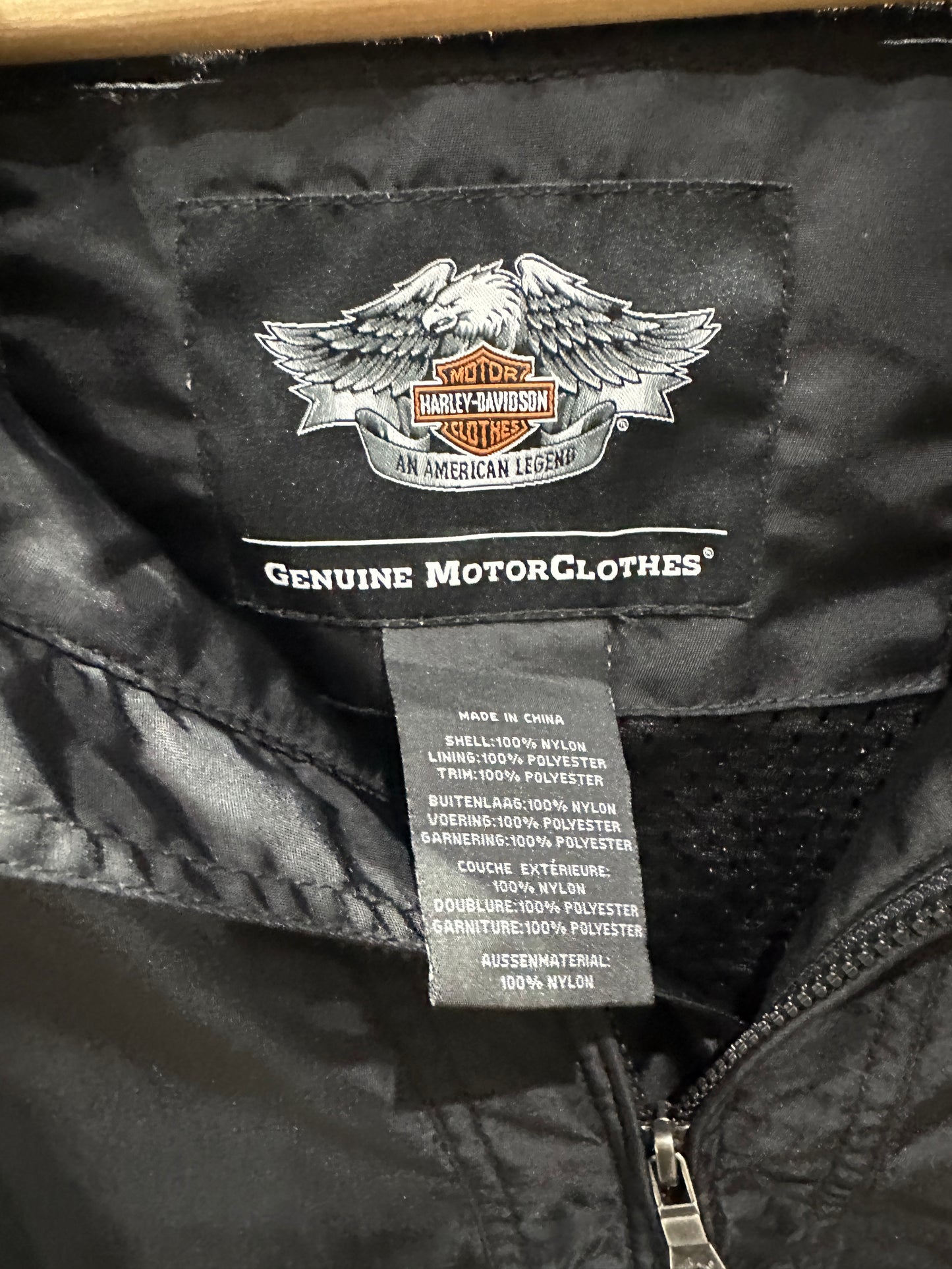 (Mens XL) Harley Davidson Black Nylon Biker Jacket 007