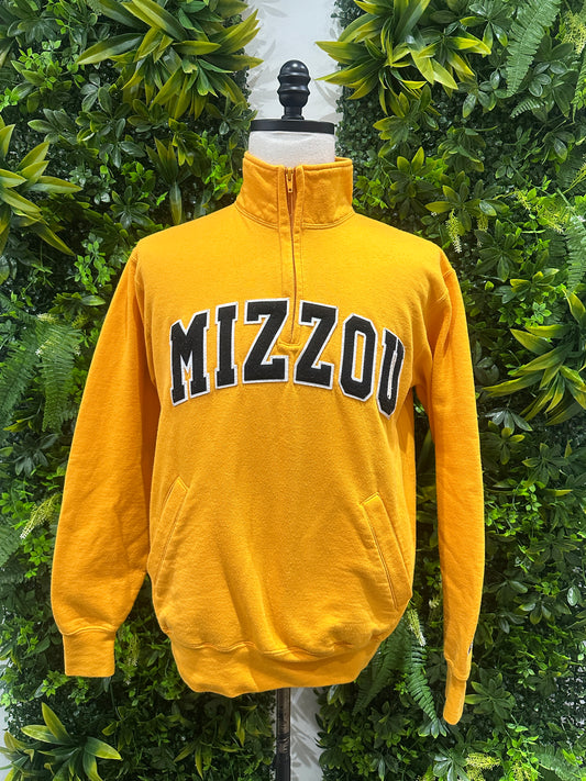 (Mens Medium) Mizzou Yellow Quarter-Zip Sweater