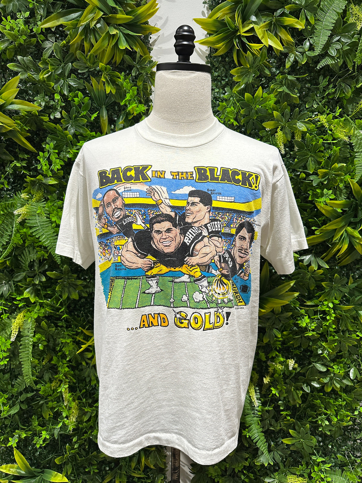 (Mens Large) 90s Pittsburgh Steelers 'Back in the Black &amp; Gold' Shirt 007