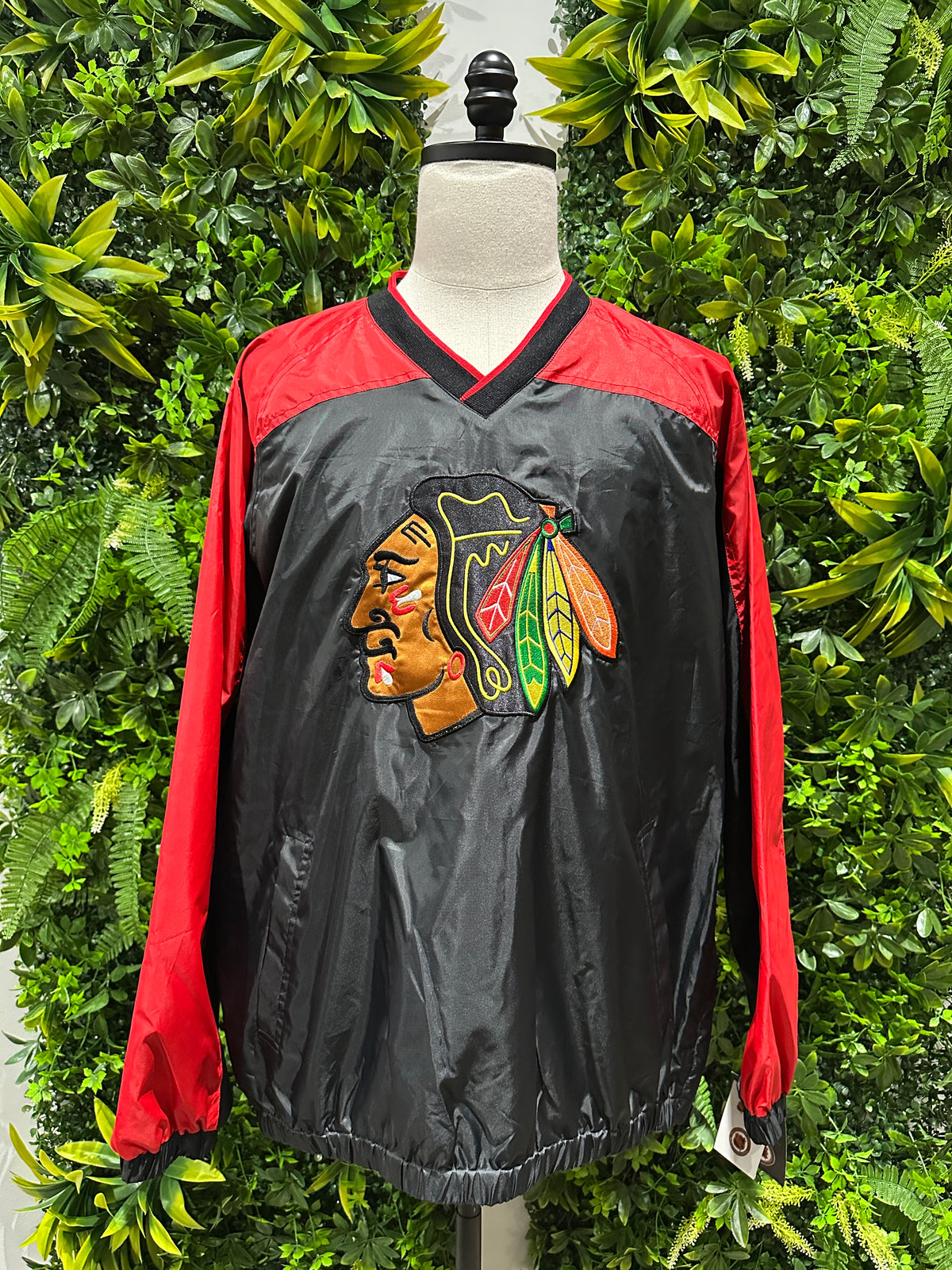(Mens Large) 90s Chicago Blackhawks Pull-Over Windbreaker 007